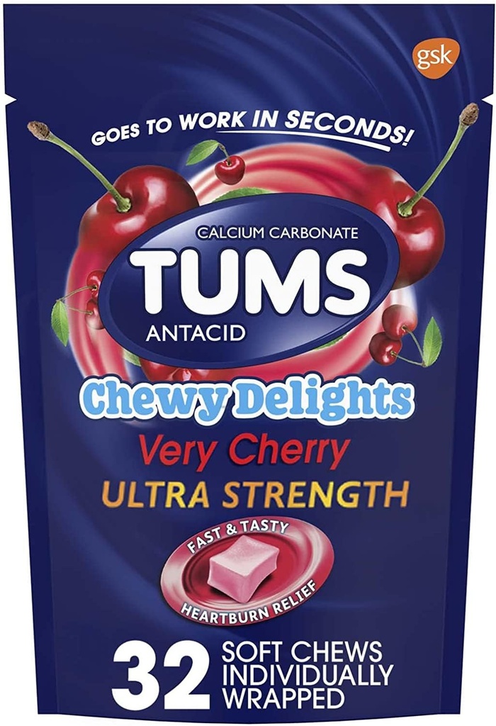 Tums Chewy Delights, Very Cherry 32 ea pakke med 4 av TUMS