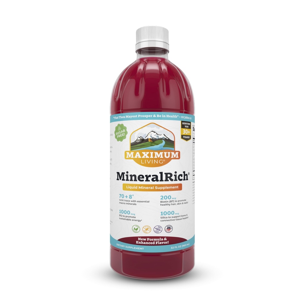 Maksimal Living MineralRich - Mineraler Supplement - sukkerfri flytende blanding av vitaminer og spormineraler - 32 oz