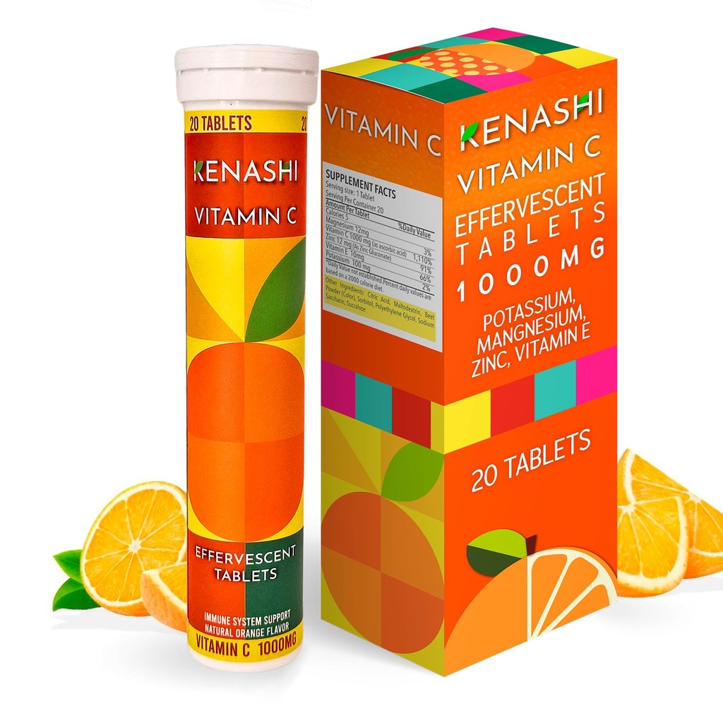 Vitamin C 1000mg Effervescent Tabletter Vitamin med sink Kalium Magnesium E Vitamina C Epervescente para Adulto Sink og vitamin C 20 Tabletter