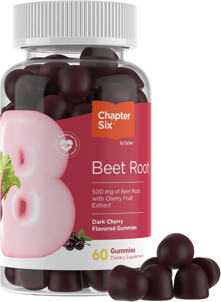 Zahler Beet Root Gummies med Cherry Fruit Extract - 500 mg Beet Gummies for voksne - Mørk Cherry Flavor - støtter blod og nitric oksid Flow - vegetarisk Kosher Non GMO Beetroot Gummies - 60 greve