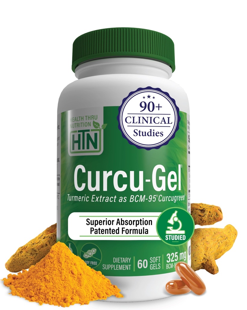 Health Thru Nutrition Curcu-Gel Turmeric Curcumin Complex BCM-95 Softgels, 325 mg (pakke på 60)