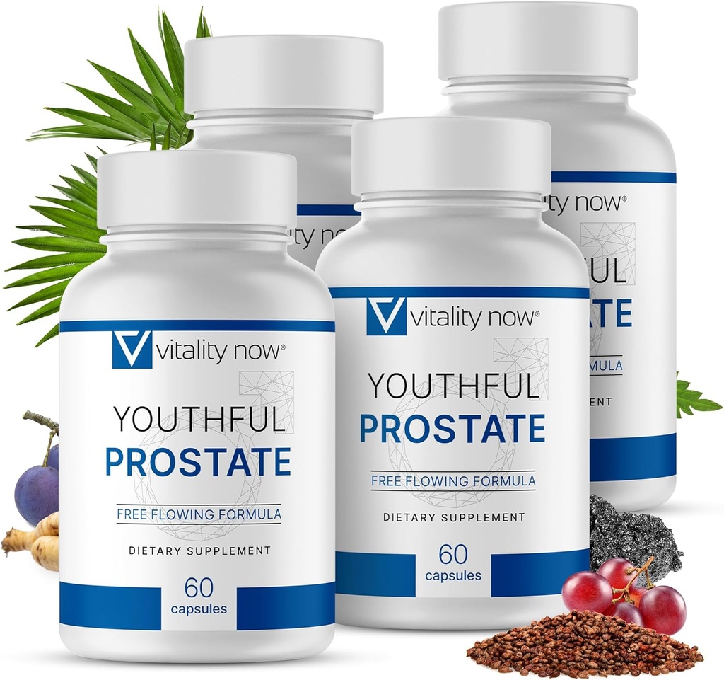 Ungdomsfull prostata -Saw Palmetto for menn, øker energi med Panax Ginseng, antioksidant beskyttelse, vitamin E & Lycopen, fremmer vitalitet og velvære - Prostata Supplement (Pack of 4)