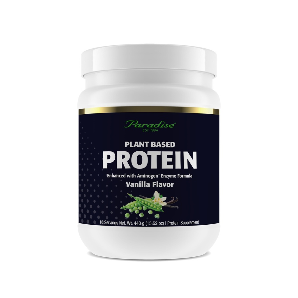 Paradise urter Certified Organic Pea Protein Powder, Vanilla Flavor, Vegan, Glutenfri, Ikke-GMO, Keto, Paleo, 15 Serveringer, 15,87 oz