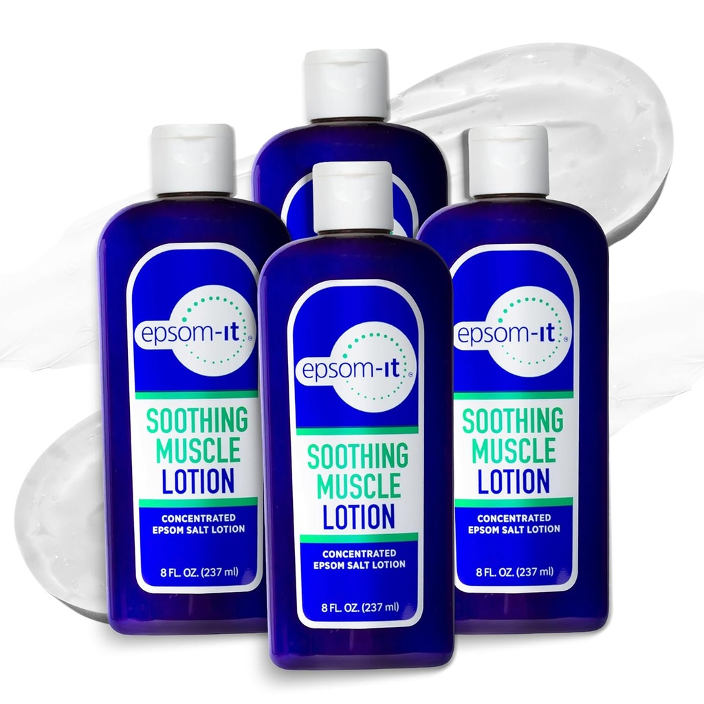 Epsom-It Soothing Muscle Lotion - Epsom Salt Magnesium Sulfate Cream Arnica for muskelstivhet, Topical Magnesium Lotion, Providing Comfort for ben, Knee og føtter, 8,0 oz., 4-Pack