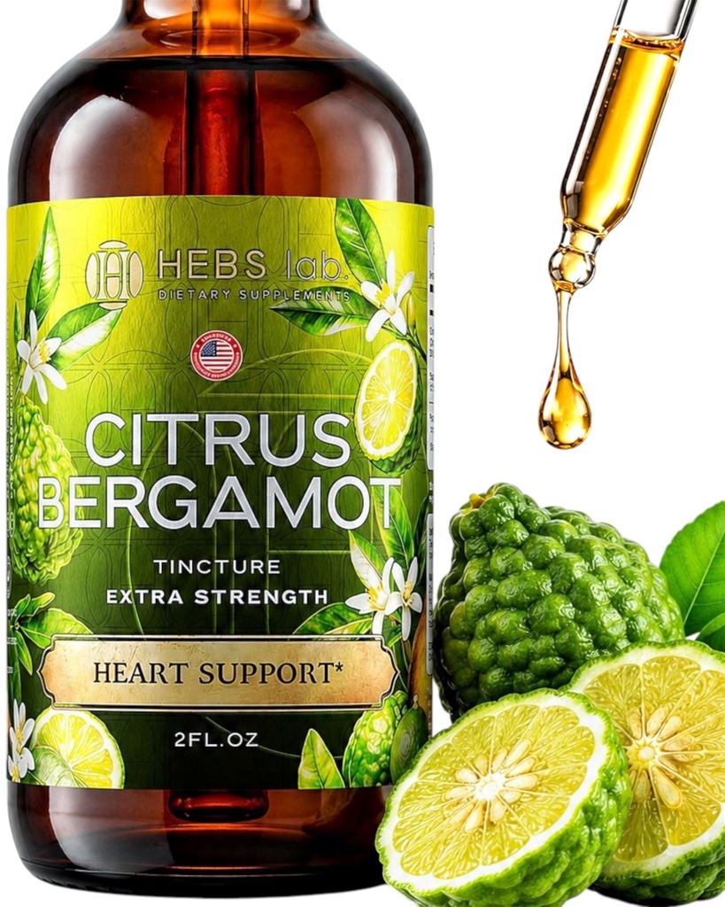 Citrus Bergamot Drops 2 fl oz – laget i USA - naturlig antioksidant støtte, hjerte og metabolsk velvære Supplement - Bergamot Extract