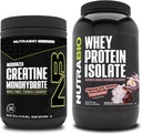 NutraBio Kreatin Monohydrat, Uflavorert, 300g og Whey Protein Isolat, Sjokolade Dipped Macaroon, Supplement Bundle - Muskelenergi, Lean Muskelvekst, Recovery, og Styrke