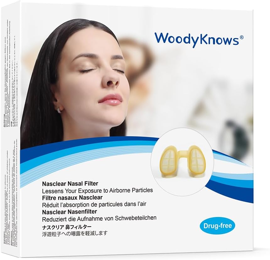 WoodyKnows Nasclear Nasal Filtre, Model 2024, Seasonal Allergier og Industriell forurensningshjelp, Offentlig transport og kjæledyr Grooming Beskyttelse (Trial S/M/L/XL)