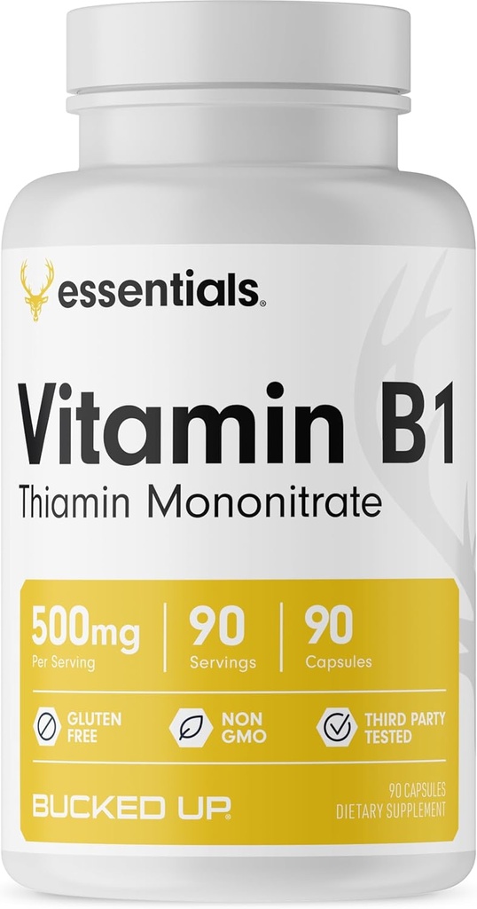 Bucked opp vitamin B1 500 mg kapsler, essensielle (90 serveringer)