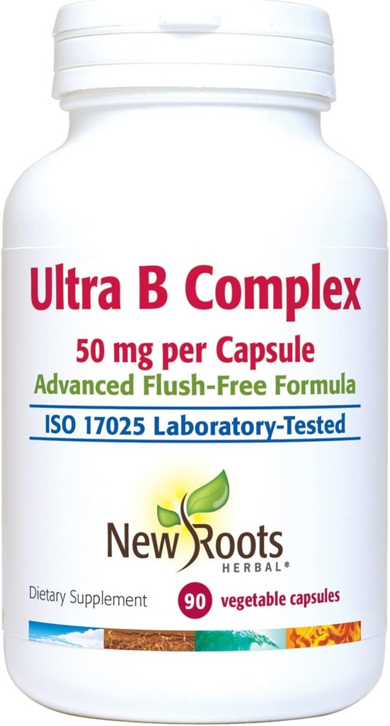 NYE ROOTS HERBAL Ultra Vitamin B Supplement (50mg) med vitamin B6, B12, Biotin | Avansert immun støtte Supplement (90 Veg Caps)
