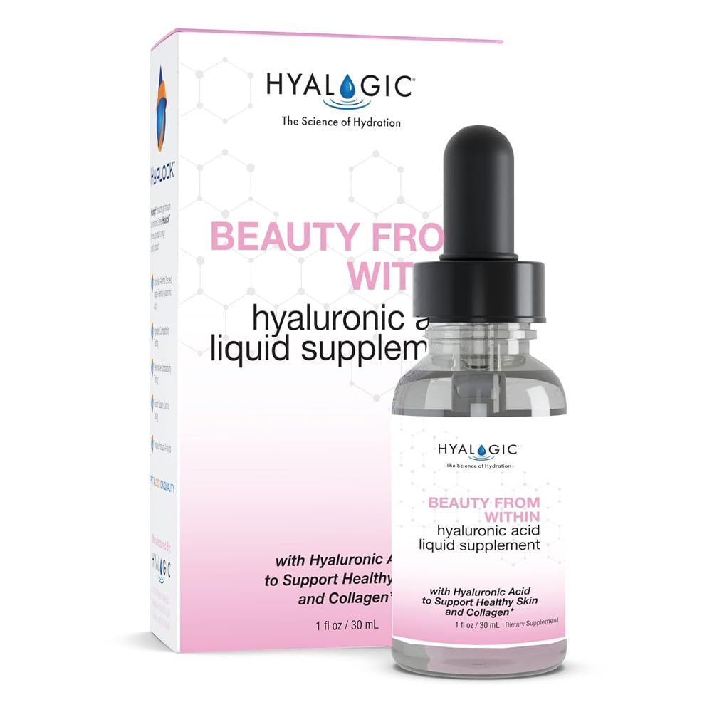 Hyalogisk skjønnhet Innenfor hyaluronsyrevæske Supplement - flytende hyaluronsyre for hudhydrasjon, felles støtte, og collagen Boost - Vegan, Glutenfri, Odorløs og smaksløs (1 fl Oz)