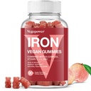 Vegan jern gummier Supplement - med vitamin C, A, B-kompleks, folat, sink for voksne og barn - Helse blod & energi støtte for jernmangel, anemi, Nei etter smak - fersken flavor (90 Ct)