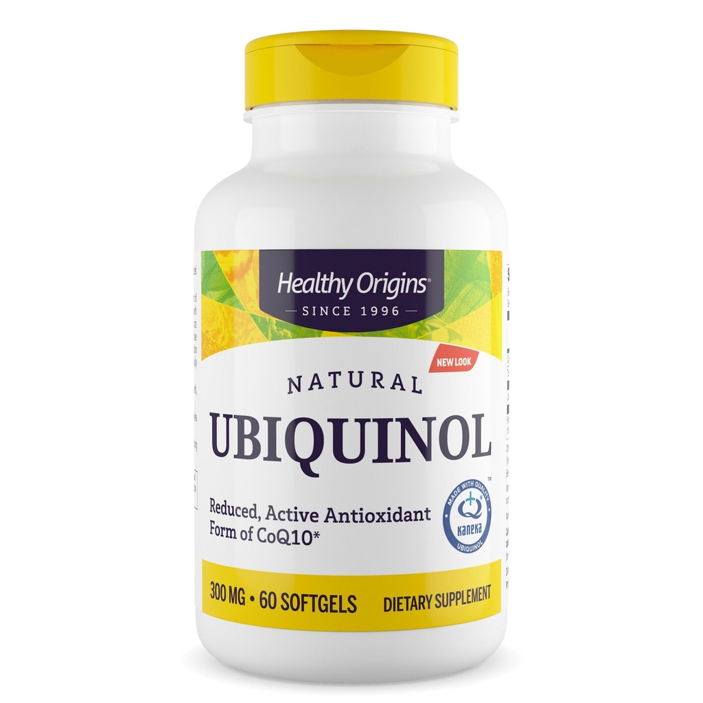 Sunn Origins Ubiquinol (Active Form of CoQ10), 300 mg - Kaneka Ubiquinol kosttilskudd for hjertehelse og antioksidant støtte - Glutenfri og ikke-GMO Supplement - 60 Softgels