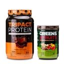 Nutrologi TRIPACT Proteinpulver, 7-i-1 måltid erstatningshake, kremet sjokolade (40 serveringer) Grønn og frukter pulver-naturlig laget supermat, sjokolade (30 serveringer)
