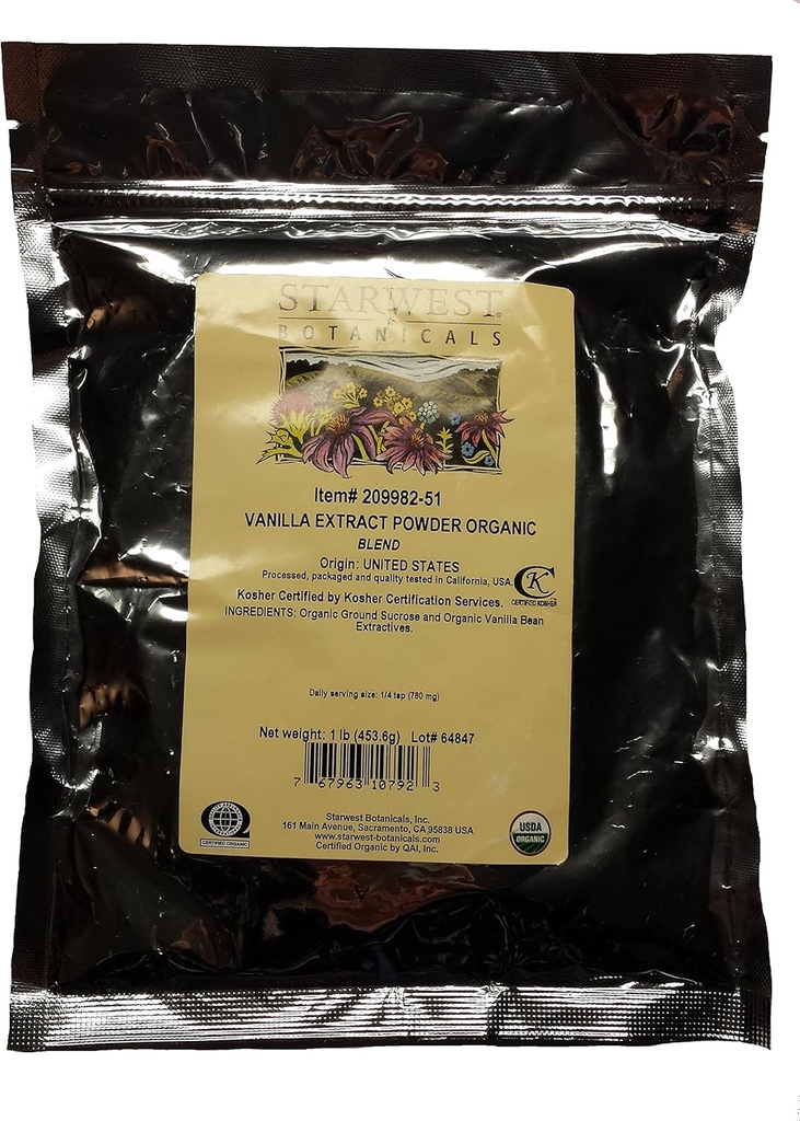 Starwest Botanicals Organic Vanilla Extract pulver - 1 pund