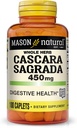 MASON NATURAL Cascara Sagrada 450 mg, Herbal Supplement for normal Digestiv funksjon Støtte, 100 Caplets