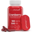 LongLifeNutri Cranberry Extract med vitamin C & E - ren konsentrert formel, 500mg per servering, 180 vegetariske kapsler, urinbåndstrakt helse & blader, 6 måneders forsyning, laget i USA