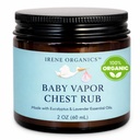 Irene Organics Organic Baby Vapor Chest Rub Clean Vapo Rub laget med ikke giftige ingredienser som Eucalyptus Essential Olier, trygt for alle aldre, nyfødte og spedbarn, syke barn essensielle