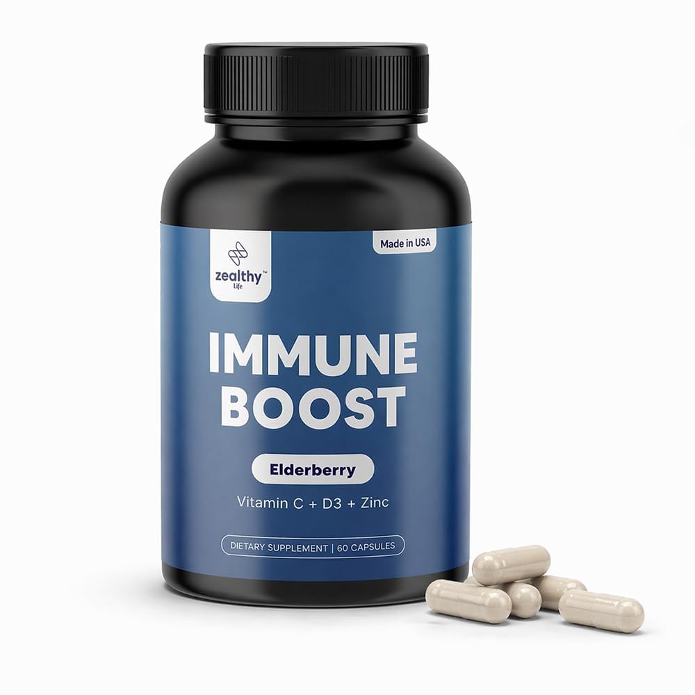 Immunstøtte Supplement, eldrebærkapsler med vitamin D3, vitamin C og sink for immunstøtte, immunforsterkere for voksne