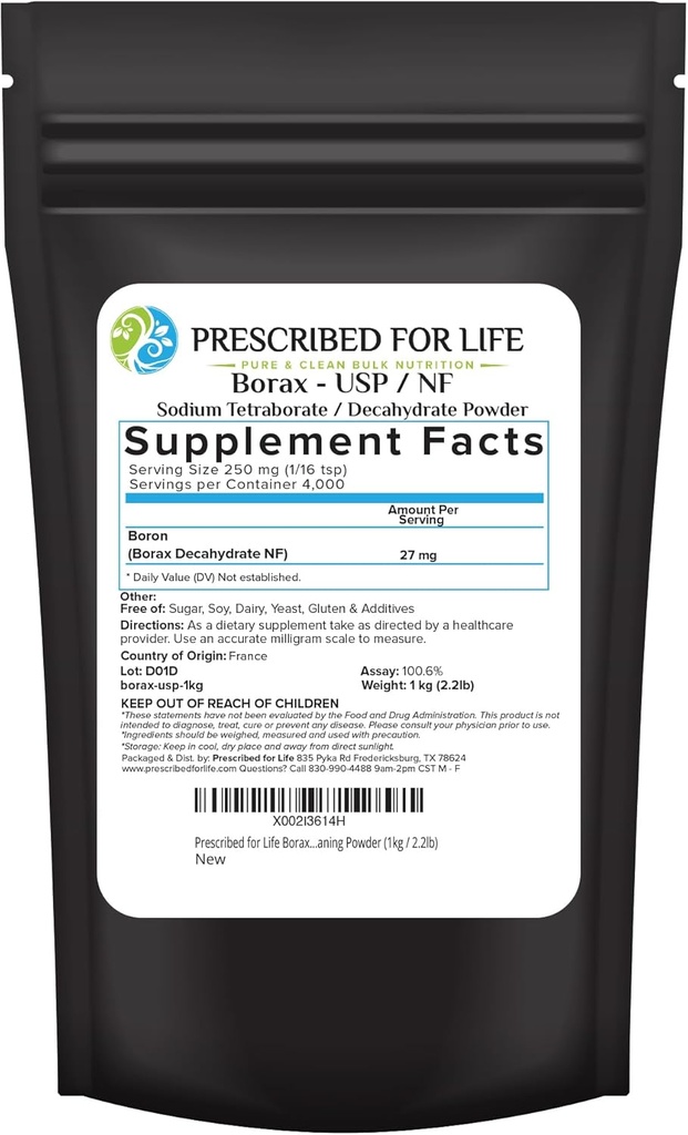 Beskrevet for Life Borax pulver, ren USP NF klasse alle naturlige natrium bore pulver, husholdning vaskeri booster, slim aktivator og multipurpose rengjøring pulver (1kg / 2,2lb)