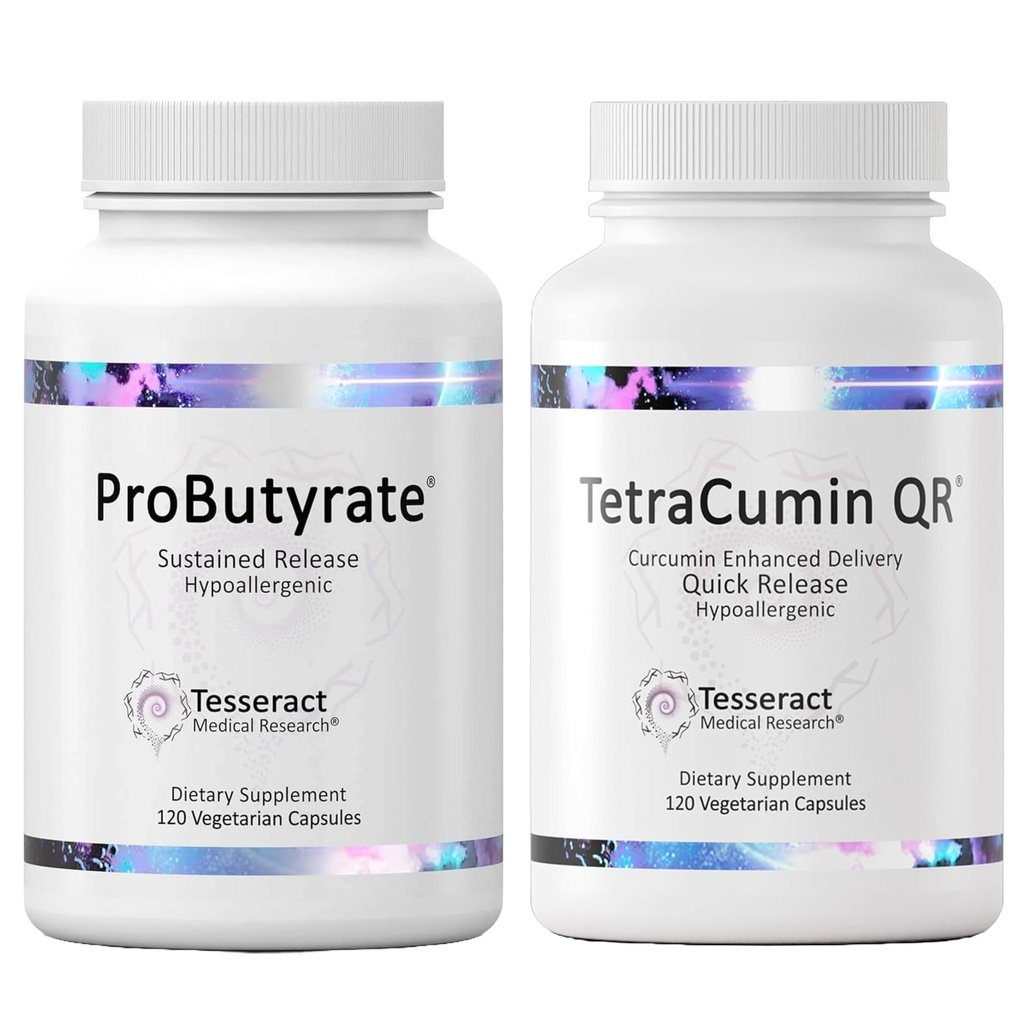 Tesseract Medical Research Optimal Gut & Tsuite Bundle, Butyric Acid Complex Gastrointestinal og Curcumin Metabolite Joint Relief Supplement