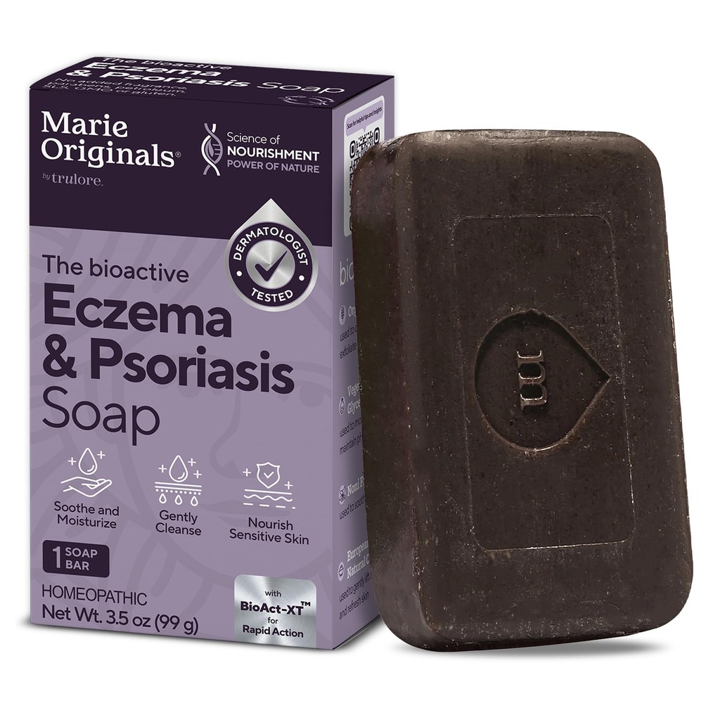 Marie Originals Eczema Face Soap Body Wash Bar - All Naturlig Psoriasis, Dermatitis behandling for tørr kløende flaky hud relief - Gentle avgiftsgivende, healing, anti-tørke, rensende hudpleie (Pack of 1)