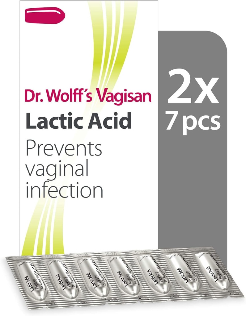Vagisan Dr. Wolff's Lactic Acid Pessaries, Daglig Vagisanal Helse & Intimate Hygiene, forhindrer infeksjon, 2X7pcs