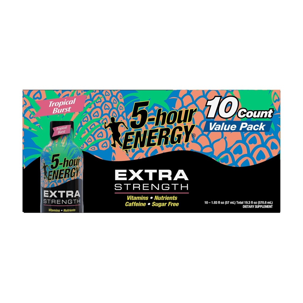 5-timers energi, skutt ekstra styrke, tropisk Burst, 1,93 Fl Oz, 10 greve