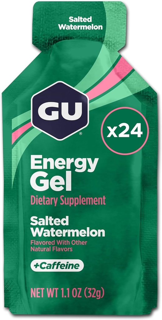 GU Energy Original Sports Ernæring Energi Gel, Saltet vannmelon, 26.4 Oz, 24 greve