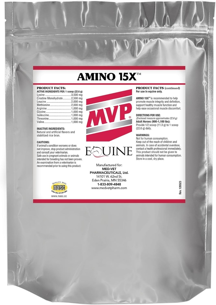 Amino 15X (3 lb) - Støtter sunn muskelfunksjon, utvikling og reparasjon i hester