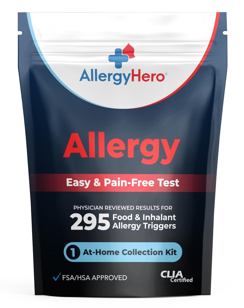 AllergyHero omfattende mat og miljø allergi testsett med 295 triggere for voksne og barn - enkel og smertefri hjemme bruk allergi testsett med nøyaktige resultater