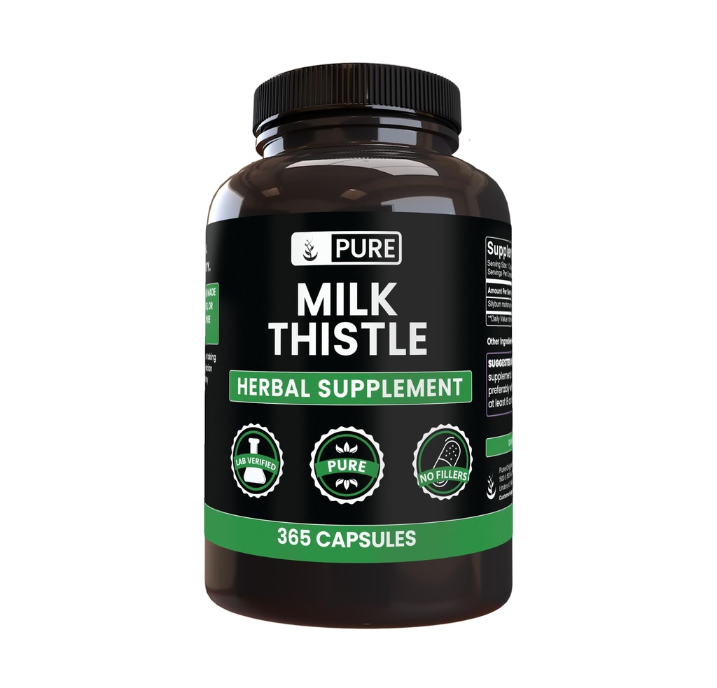 Pure Original Ingredienser Melk Thistle (365 kapsler) Ingen magnesium eller ris fyllstoffer, alltid ren, Lab verifisert