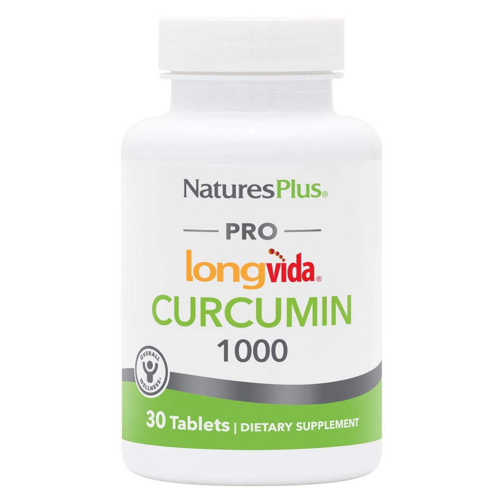 NaturesPlus PRO Longvida Curcumin 1000 mg - 30 tabletter - Fremmer sunn gratis radikal beskyttelse - ikke-GMO, Vegansk & Glutenfri - 30 Services