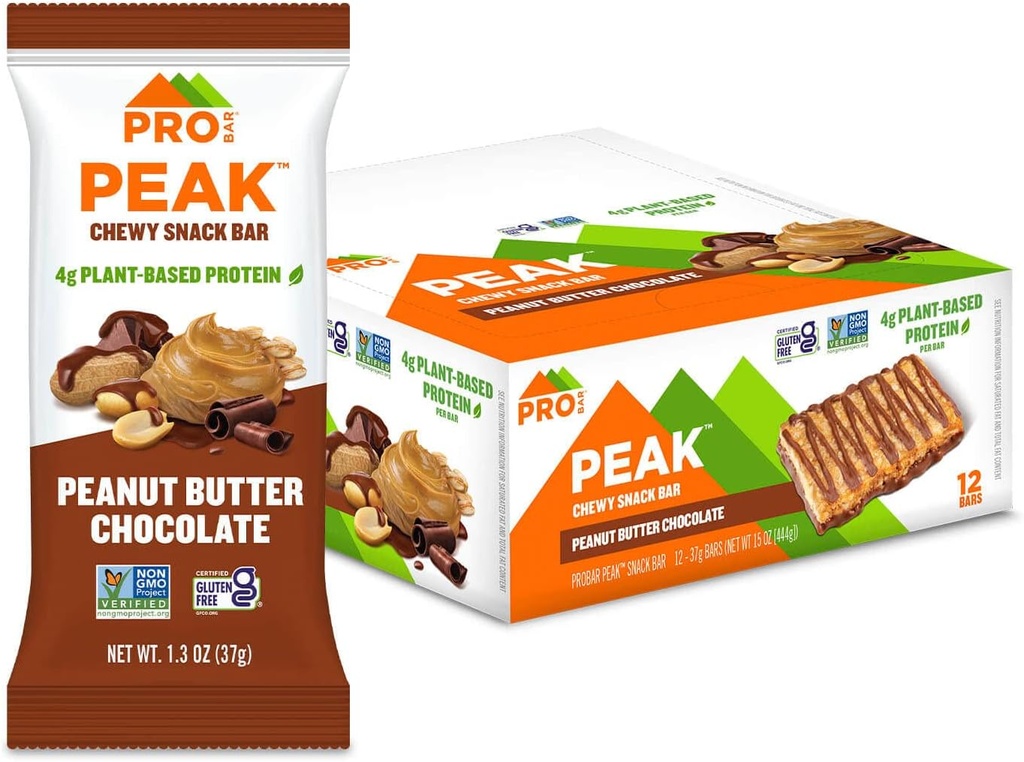 PROBAR - Peak Bar, Peak Butter Chokolade Snack Barer, 4g Protein, ikke-GMO, Glutenfri (pakke på 12)
