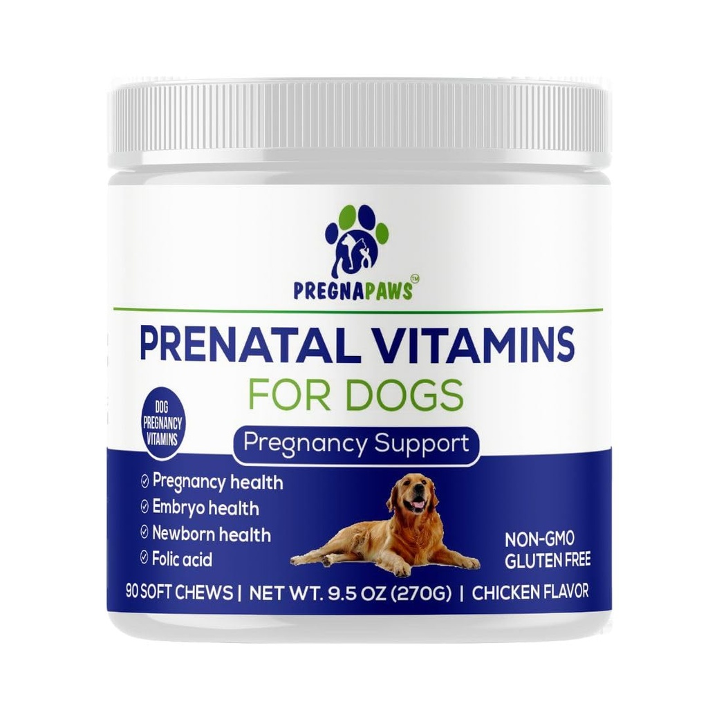 Hunde Prenatal Vitaminer - Støtter sunn graviditet, valputvikling og lactation - rik på folsyre, jern og kalsium - Avansert prenatal kosttilskudd for gravide og sykepleiere - 90 Soft Chews