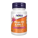 NU Mattilskudd, Mega D-3 & MK-7 med vitaminer D-3 & K-2, 5000 IU/180 mhg, Bein & Cardiovaskulær støtte*, 60 Veg Kapsler