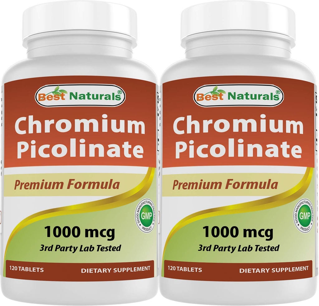 Beste Naturals Chromium Picolinat 1000 mikrog 120 tabletter (pakke med 2)