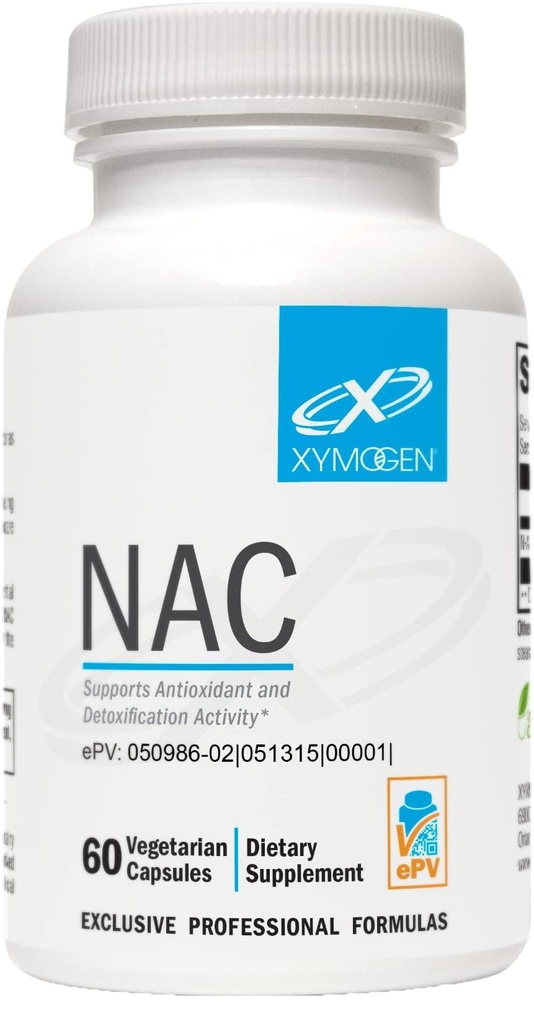 XYMOGEN NAC N-Acetyl-Cysteine 600mg - Cardiovaskulær, antioksidant, Liver Detox + Immune Support Supplement - støtter glutationsyntese - Ikke-GMO NAC Supplement (60 kapsler)