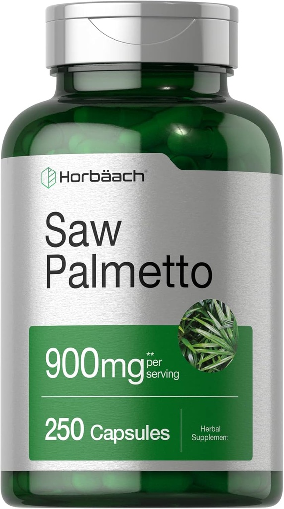 Horbäach så Palmetto ekstrakt | 900 mg | 250 kapsler | Ikke-GMO og glutenfri formel | Tradisjonell urt Supplement