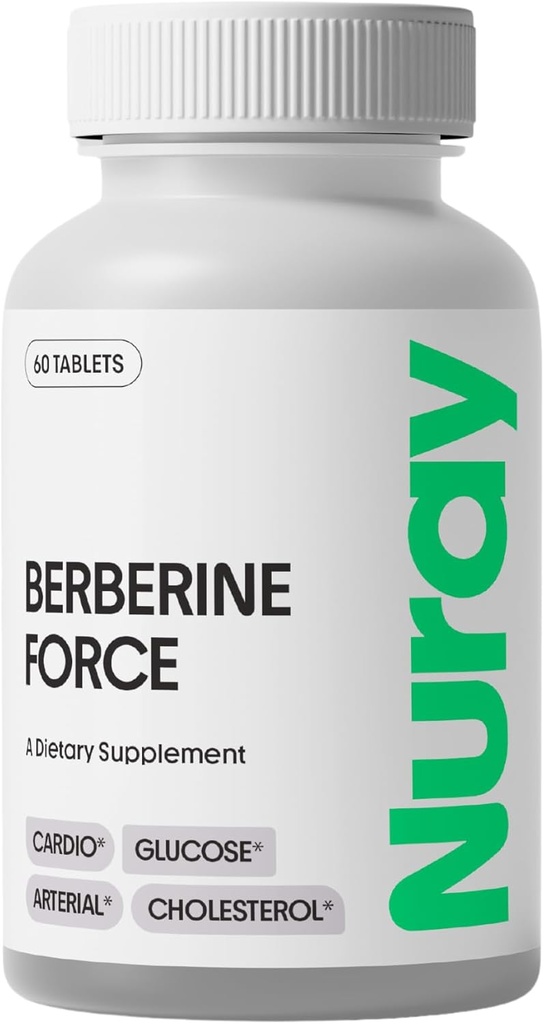 Nuray Berberine Force - støtter kognitiv helse, gastrointestinal helse, kariovaskulær helse, og bidrar til å opprettholde metabolsk helse - med folat, R-alfa liposyre - 60 greve - 500 mg