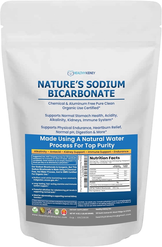 Naturens natriumbikarbonat organisk bruk aluminiumfri baking soda. Ingen kjemisk ren baking Soda pulver for helse og velvære. Natriumbikarbonat 1lb
