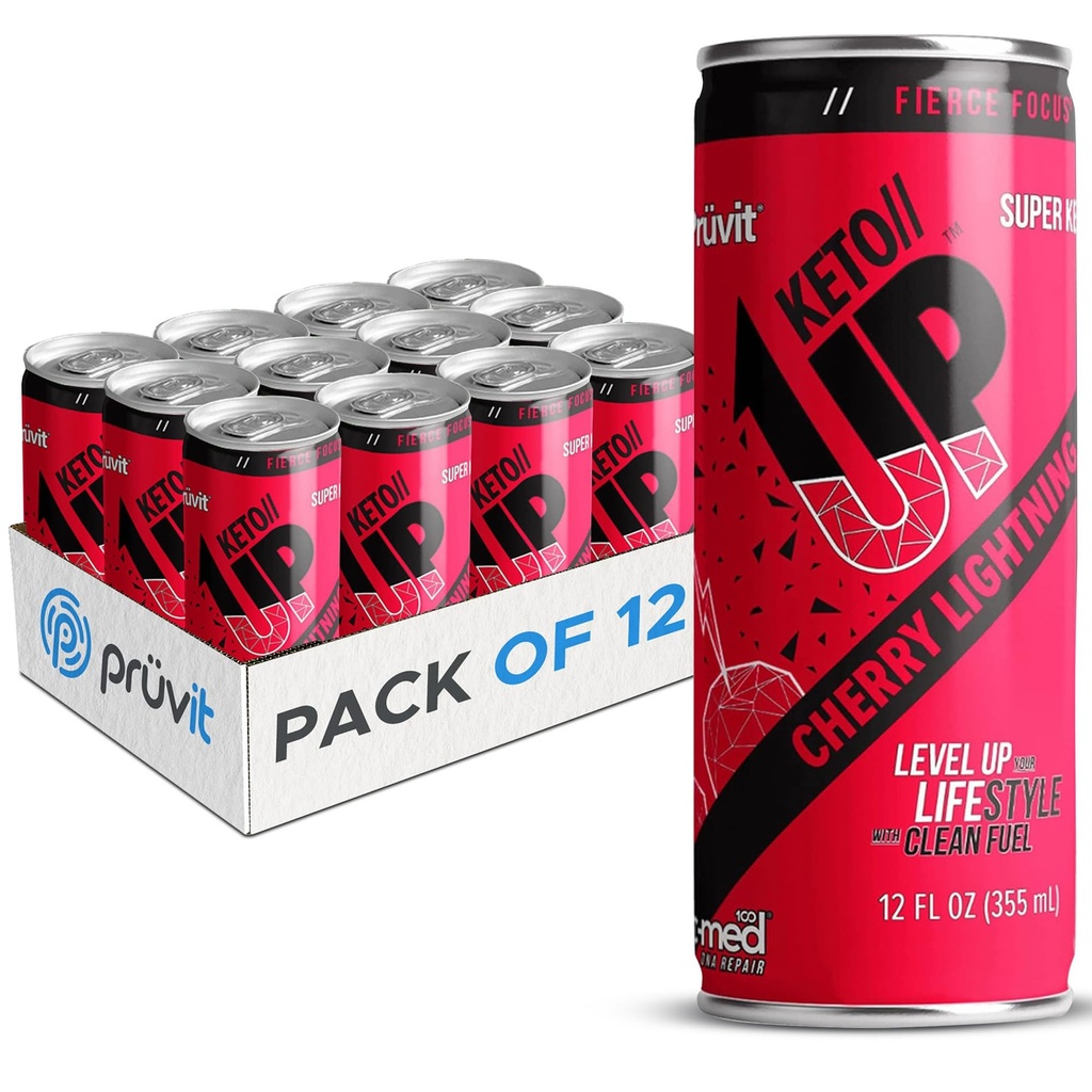 Cherry Lightning Keto//Up® Drink – Klar til å drikke ketoner for fokus for menn og kvinner - 12 Pack