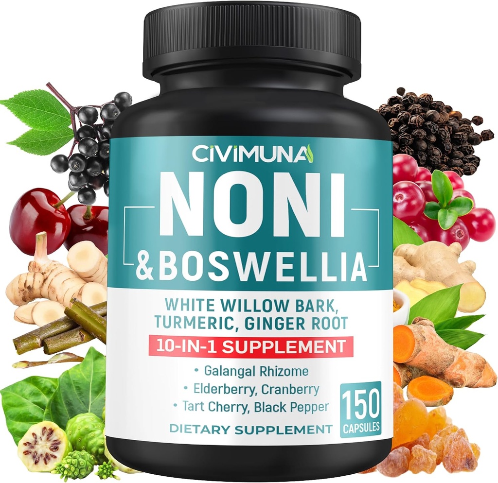 Noni Extract Kapsler med Noni, Boswellia, Hvit Willow Bark og mer - 150 kapsler i 5 måneders forsyning
