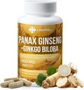 Ginseng & Ginkgo Biloba 150 Veggie kapsler, Energi Ginseng Root Extract pulver, med Ginkgo Biloba ekstrakt, 100% naturlig og ikke-GMO, Vegansk, Glutenfri, Dairy Free