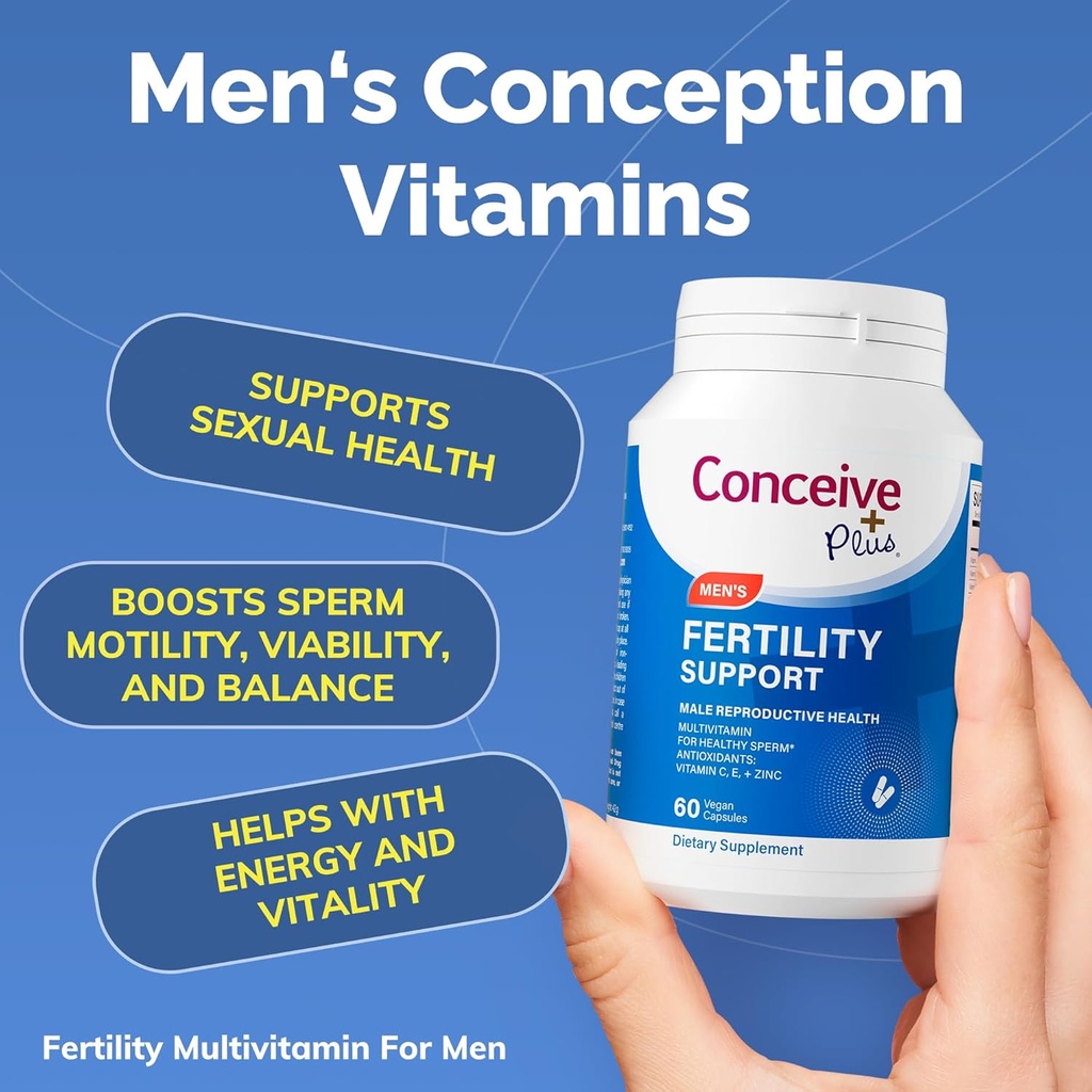 CONCEIVE PLUS Mens Fertilitet Bundle, Fertilitet Vitaminer 60 Count and Fertilitet Lubricant 2,5 Ounce