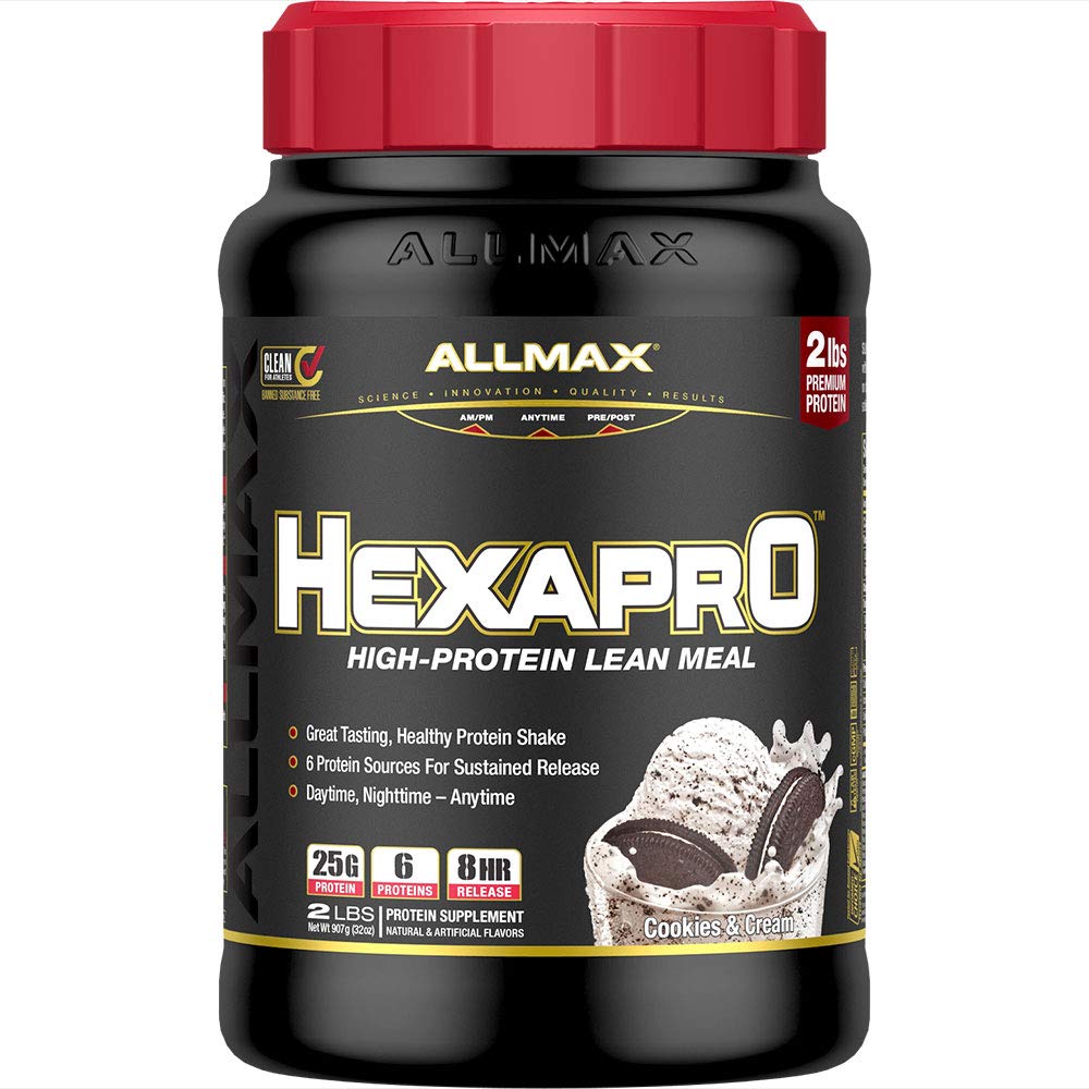 ALLMAX HEXAPRO, informasjonskapsler og krem - 2 lb - 25 gram protein Per servering - 8-timers release - null sukker - 21 serveringer