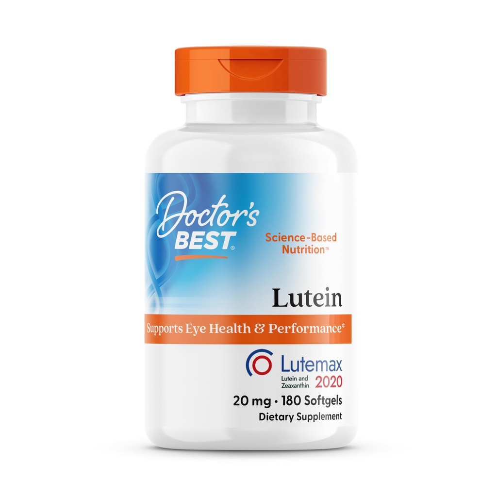 Doktorens beste lutein, 20 mg, støtter øyehelse og ytelse, ikke-GMO, Glutenfri 180 Softgels