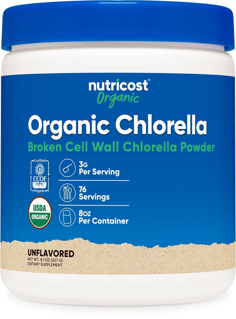 Nutricost Økologisk Klorella pulver 8oz - 3000mg Per Serving - Ikke-GMO, Glutenfri