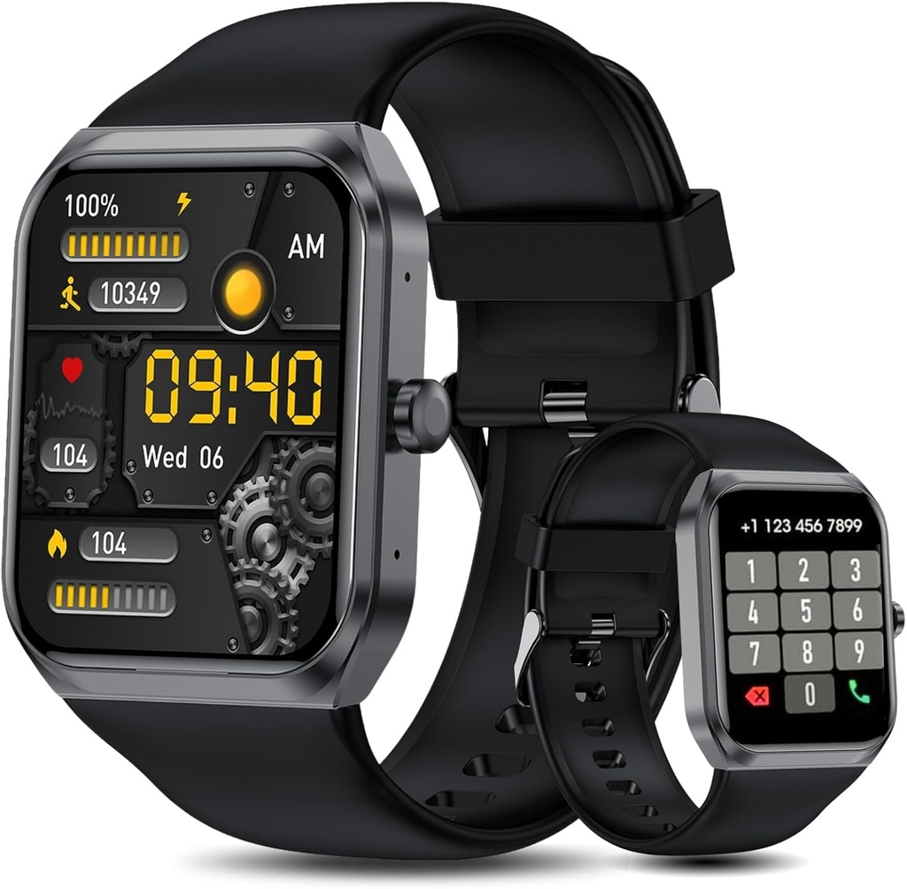 Smarte klokker for menn kvinner (svare ringe), 1.95" Fitness Watch med blod oksygen hjertefrekvens søvnmonitor, 100+ Sport IP68 Vanntett Fitness Watch for Android iOS-telefoner