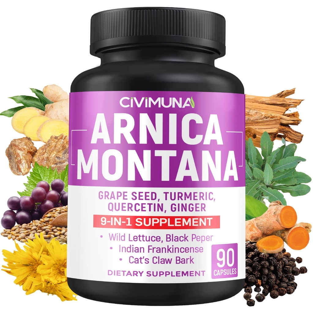 Arnica Kapsler med Arnica, Grapefrø, Turmeric og mer - 90 Kapsler i 3 måneders forsyning