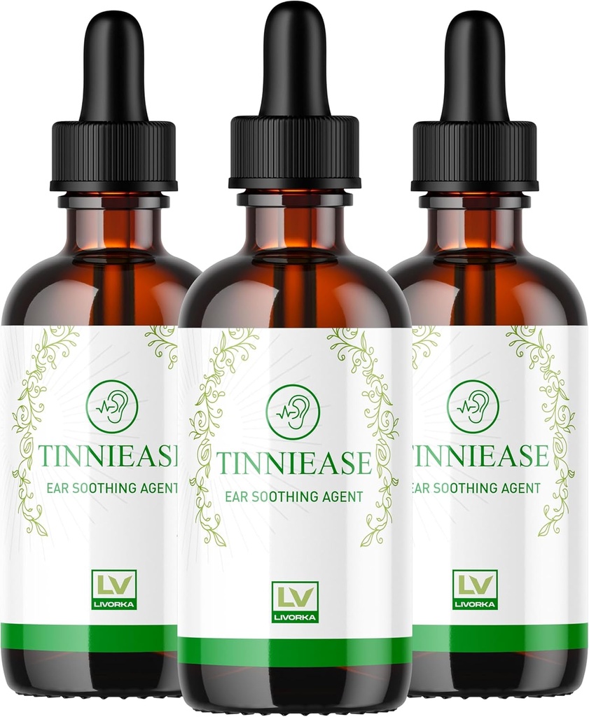 LIVORKA (3 pakke) Tinniease Drops, Tinniease Drops for høreapparat, Tinni Ease Drops, Tinniease øredråper, 3 flasker i 90 dager